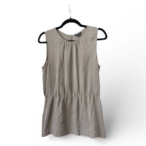 Theory Taupe Silk Sleeveless Top